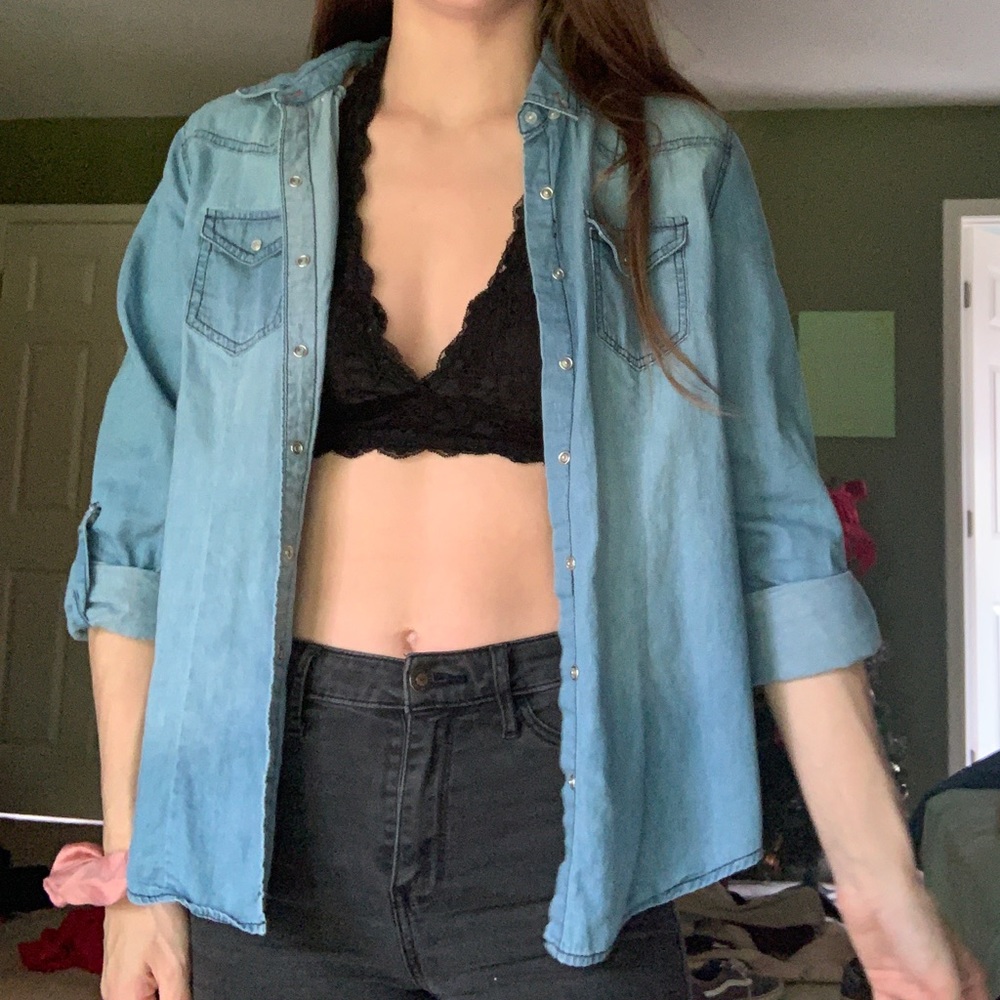 Denim jean jacket shirt button down